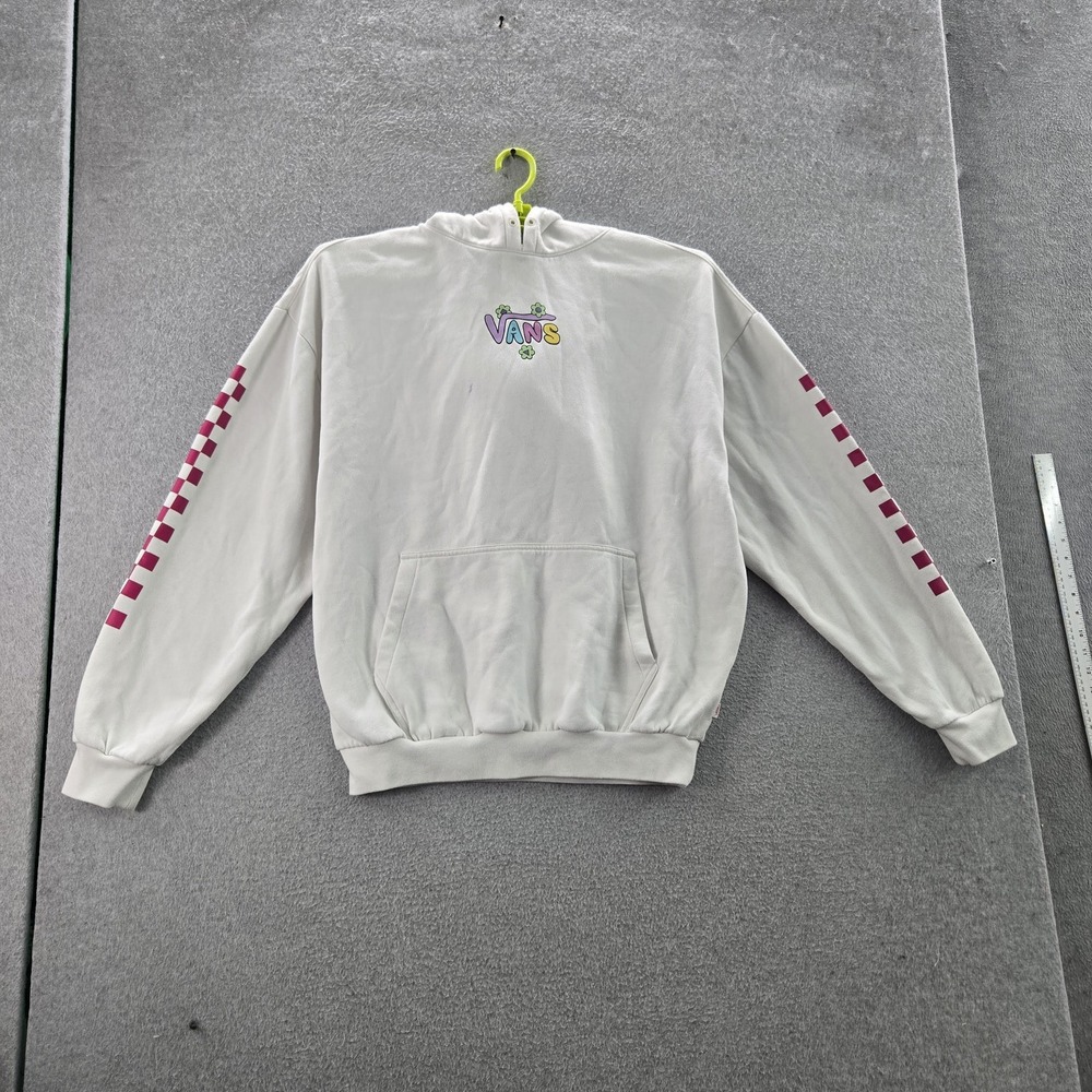 Vans Women Hoodie L White Unicorn Head Graphic Embroidery Print Fleece READ